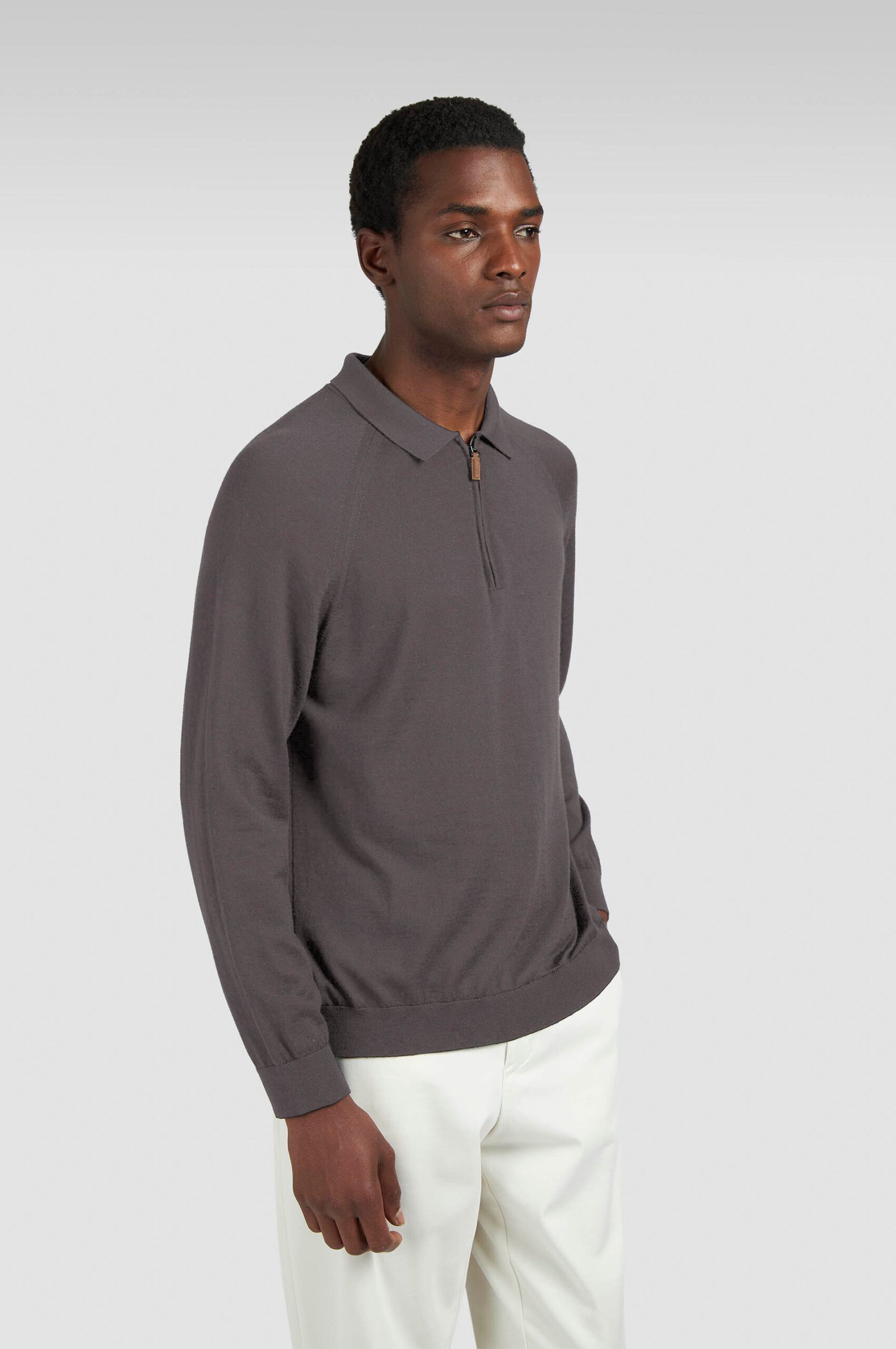 Zipped wool cashmere polo shirt